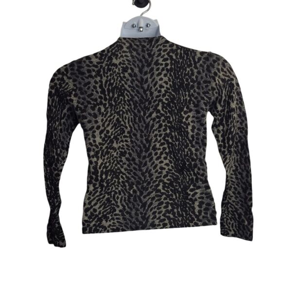 NINA LEONARD snow leopard angora blend button‎ up cardigan sweater petite S - Picture 3 of 7